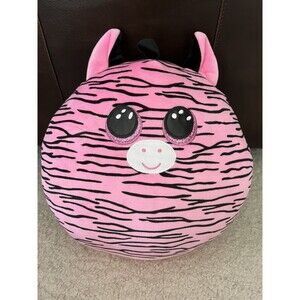 Ty Zoey Large Plush Pink Black SquishSuper Soft 14 in Sparkle Eyes Travel Pillow